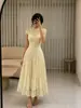 Vestido de Renda Francesa 942W Feminino Novo Cintura Alta Emagrecedor Elegante Barra Larga Vestido Longo Multicor Vestido de Banquete