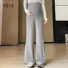 Calças de maternidade para primavera e outono, calças pantalona para grávidas, calças levemente pantalona que não apertam a barriga, leggings de yoga para outono