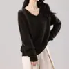 Suéter cardigan de punto redondo/cuello en V cepillado de seda-cachemira-lana para mujer, 26 tops de punto coloridos otoño-invierno