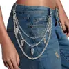 Joyería Transfronteriza Europea y Americana Cadena Metálica Geométrica de Doble Capa Accesorios para Ropa Hip Hop Cadena para Pantalones Punk con Personalidad