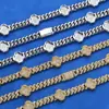 Hip-Hop Europeo y Americano Cadena Cubana de Trébol de Cuatro Hojas de 6 mm Pulsera de Circonita Pulsera de Lujo para Hombre Joyería Transfronteriza Personalización