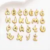 Acessórios de joias DIY fofos, estilosos e simples: aço titânio, aço inoxidável, pingente de letra grande tipo bolha banhado a ouro 18K, 26 caracteres
