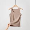 Chaleco deportivo camisola roscada para mujer para uso exterior e interior sin desgaste, con fondo antiexposición, sin mangas, corto para primavera y verano.