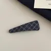 Pinza de BB de Cuadros Retro Azul Oscuro Pinza para el Cabello Estilo Coreano Estilo Academia Gota de Agua Triángulo Flequillo Pinza Lateral Pinzas para Cabello Rebelde Accesorios para el Cabello