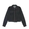 Chaqueta de mezclilla para mujer estilo retro americano con cuello de solapa, nueva colección otoño 2026, chaqueta corta informal de corte holgado con cremallera