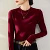Camiseta Térmica Ankela Red Velvet para Mulheres, Novo Modelo Outono e Inverno 2026, Gola Semi Alta, Forrada com Fleece, Corte Ajustado, Top Quente de Manga Longa