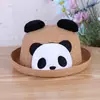 Chapéu de Palha com Aba Enrolada para Protetor Solar de Primavera e Verão, Estilo Pai e Filho, Chapéu de Balde Unissex com Desenho de Panda, Proteção Solar Respirável para Viagem