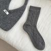 Set de Calcetines de Lana Grises Estilo Coreano Calcetines de Piel de Mapache Lazo de Piel de Conejo Calientes Gruesos Otoño e Invierno Calcetines Caídos para Mujer