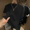 Camiseta Blanca de Manga Corta con Cuello Alto y Corte Ajustado para Mujer, Realza los Hombros y Adelgaza, Nuevo Estilo Verano 2026, Top de Cuello Alto de Moda, Estilo Ins