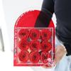 Rosa de pelo liso de fábrica, flor eterna, 9 cajas de flores acrílicas portátiles para novia, regalo de Navidad, flores secas al por mayor