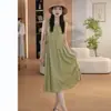 Vestido Simples sem Mangas para Mulheres, Comprimento Médio, Nova Moda de Verão, Ajuste na Cintura, Emagrecedor, Elegante Vestido Regata, Tendência