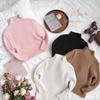 Suéter Grosso de Outono e Inverno para Meninas 2025 Casual Infantil Tricô Canelado Camiseta Básica Bebê Gola Alta Pulôver Top