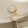 Aogu Joyería Sencilla Accesible de Lujo Chapado en Cobre Oro de 18K Circonita Pendientes en Forma de C para Mujer Europeos y Americanos Ins Nicho Retro Versátiles Pendientes Nuevos