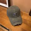 Gorra de Béisbol Retro de Ala Americana con Agujero para Letra, Estilo Coreano Combinable Casual, Muestra el Rostro, Pequeña, Suave, de Copa Curvada