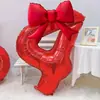 Globo Digital Rojo con Lazo de 32 pulgadas Decoración Fiesta Primer Año Ambiente Lugar de Cumpleaños Montaje Accesorios Venta al por Mayor
