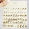 Venta Caliente Transfronteriza 30 Pares de Aretes, Aretes de Lujo Ligero, Set Combinado Geométrico, Aretes de Lujo Ligero, Aretes Sencillos de Aleación al por Mayor