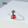 Anel Raposa Vermelha em Prata S925 Feminino Aberto com Diamantes Anel de Dedo Indicador Retro Elegante Acessórios Criativos Feminino Atacado