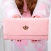 Cartera Yamanshi para mujer, larga, triple, estilo coreano, con hebilla y corona de diamantes.