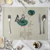 Jogo americano de mesa de jantar com estampa floral Tapete de mesa europeu Utensílios de cozinha Guardanapo de mesa ocidental Porta-copos LOGOTIPO
