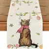 Bandera de Mesa Popular de Pascua Temu Estampado de Enano de Huevo de Pascua Material de Lino Decoración de Mesa de Pascua de Primavera Mantel