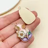 Colgante de aleación de zinc con goteo dorado estilo pintura al óleo en forma de corazón 3D Flor de rosa perlada Libélula Accesorios para pendientes DIY