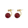 Pendientes Vintage de Angora Rojo con Diseño Geométrico y Perlas Estilo Francés, un Diseño de Nicho y Exquisito, Versátiles para Dos Formas de Usar, Accesorios para Orejas de Moda y Elegantes