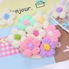 Flor de Pom Pom Grande Fresca de 7cm Flor Pequena DIY Crochê à Mão Acessórios para Bolsa de Tricô Acessórios de Flor Coreanos