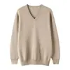 24 Otoño Invierno Nuevo Suéter de Cachemira para Hombre Cuello en V Jersey Color Sólido Tejido Casual de Negocios Manga Larga Tejido Base Suéter de Lana