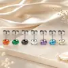 Brincos de tarracha 316 de aço inoxidável com quatro garras e zircônia cintilante para mulheres, brincos cravejados de diamantes, joias simples de tarracha para cartilagem da orelha