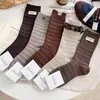 Nuevos calcetines de altura media para otoño e invierno para mujer, calcetines apilados de doble aguja estilo japonés, calcetines largos decorativos de algodón transpirables, venta al por mayor desde el fabricante