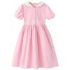 Vestido de Manga Corta para Niña 2026 Verano Nuevo Estilo Vestido Princesa con Mangas Abullonadas Elegante Vestido de Algodón con Cuello
