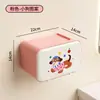 Caja de pañuelos de papel para inodoro de dibujos animados linda para montaje en pared al por mayor, instalación sin taladro, caja de almacenamiento impermeable para toallas de baño