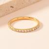 Anel Europeu e Americano de Aço Inoxidável 2mm Meio Anel Anel de Diamante Banhado a Ouro 18K Simples Moda Joias de Aço Titânio Mulheres
