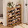 Sapateira de bambu nano simples para entrada de casa, sapateira de corredor, multicamadas, economiza espaço, armazenamento para dormitório, pequeno armário de sapatos econômico