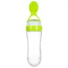 Colher de Silicone para Mamadeira de Arroz e Cereal, Colher Macia com Ventosa para Crianças, Colher de Mamadeira de Arroz e Cereal Tipo Squeeze para Recém-Nascidos, Grau Alimentício e Resistente a Quedas