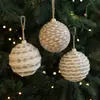 Adorno Navideño Colgante de Bola de Espuma Envuelto en Cuerda de Algodón Envuelto en Cuerda de Cáñamo de 8 cm Accesorios de Decoración Árbol de Navidad Sisal En Stock