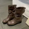 Botas de Mujer con Plataforma para Aumentar la Altura, Nuevas Botas Cortas Versátiles Adelgazantes de Estilo Vintage para Otoño 2026 con Suelas Suaves y Colores Melange, Adecuadas para Combinar con Faldas