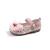 Sapatos de Princesa com Laço de Cereja Lantejoulas para Meninas 2026 Novos Sapatos Individuais de Outono para Crianças Menininhas Sapatos Pequenos de Couro