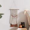 Tapiz bohemio vintage sencillo tejido a mano con borlas, decoración de pared para el hogar, sala de estar, dormitorio, colgante de pared