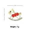 Moderna Brocha de Caballo con Pedrería, Brocha de Aleación de Alta Calidad, Brocha Roja Estilo Chino de Lujo Ligero, Accesorio de Pin Versátil