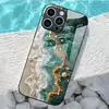 Aplicable a Funda de Vidrio Templado para Apple 18PRO 17PROMAX Patrón de Mármol Cubierta Protectora iPhone16 Patrón de Ola 17E