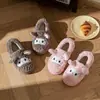 Novas Pantufas de Algodão Femininas Quentes de Inverno Antiderrapantes para Casa com Forro de Pelúcia Coelho e Calcanhar de Bolsa