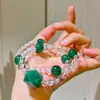 Pulsera de Cristal Natural Blanco Vitrificado de Alta Calidad con Múltiples Círculos