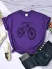 Camiseta Hecha de Letras de Bicicleta para Mujer Verano Transpirable Casual Manga Corta Moda Calle Hip-Hop Tops para Mujer