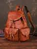 Mochila Retro Transfronteriza para Hombre de Primera Capa de Piel de Vaca Original Cuero Genuino Frotado a Mano Bolso de Viaje Casual de Cuero Curtido Vegetal