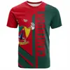 Padrão de Bandeira e Brasão Nacional de Camarões Impressão 3D Transfronteiriça Nova Camiseta Masculina de Manga Curta Venda Direta do Fabricante Fornecimento para Exportação
