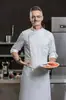 Uniforme de chef de alta qualidade com manga longa para cozinha de catering e panificação da Zhejiang Yi Ming, durável e confortável, atacado do fabricante