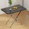 Mesa Plegable Rectangular Mesa Pequeña Mesa de Comedor para Dormitorio Mesa Cuadrada de Almacenamiento Portátil para Puesto Mesa de Comedor para Casa de Alquiler Simple