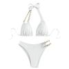 Biquíni Triângulo com Alça Halter Branca para Mulheres Verão Coreano Ins Sexy Sexy Férias Sensação Beira-Mar