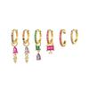 Conjunto de Pendientes Colgantes de Zirconia de Colores Gota de Agua Transfronterizo Popular en Europa y América, Elegante Conjunto de Seis Pendientes de Oro Real de 18 Quilates para Mujer